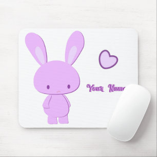 Alfombrilla De Ratón Cute Kawaii Pastel Morado Conejo Nombre Personaliz