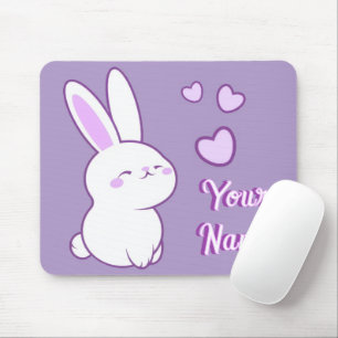 Alfombrilla De Ratón Cute Kawaii Pastel Morado Conejo Sentado Personali