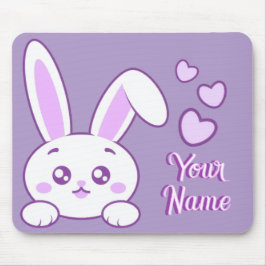 Alfombrilla De Ratón Cute Kawaii Pastel Púrpura Conejito Peeking Nombre