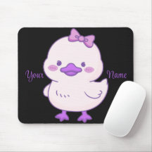 Cute Kawaii Pato Sentado con Lazo Morado Personali