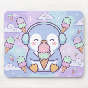 Alfombrilla De Ratón Cute Kawaii Penguin with Ice Cream Mouse Pad