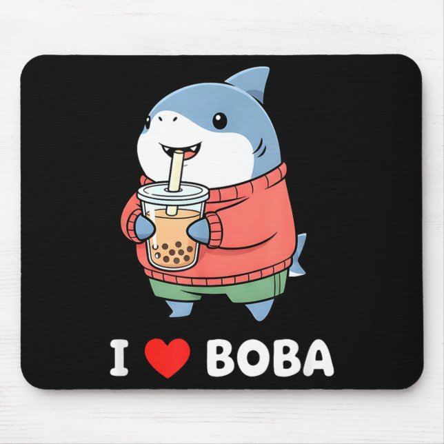 Alfombrilla De Ratón Cute Kawaii Shark Boba Tea Funny Bubble Tea Lover  (Frente)