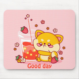 Alfombrilla De Ratón Cute Kawaii Shiba Inu Mousepad rosa