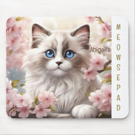Alfombrilla De Ratón Cute Kitten Spring Pink Sakura Nombre Mousepad