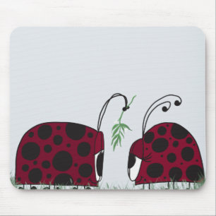 Alfombrilla De Ratón Cute Ladybugs Y Mistletoe