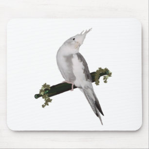 Alfombrilla De Ratón Cute Lutino Cockatiel Bird Ivy Perch Animal