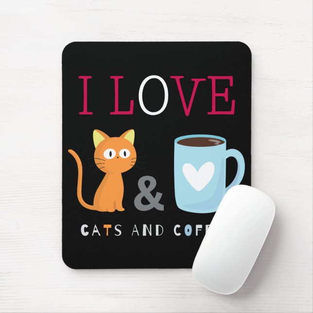 Alfombrilla De Ratón Cute me encantan los gatos y el café negro (Con ratón)