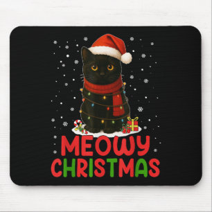 Alfombrilla De Ratón Cute Meowy Navidades Santa Hat Graciosos Gatos Neg