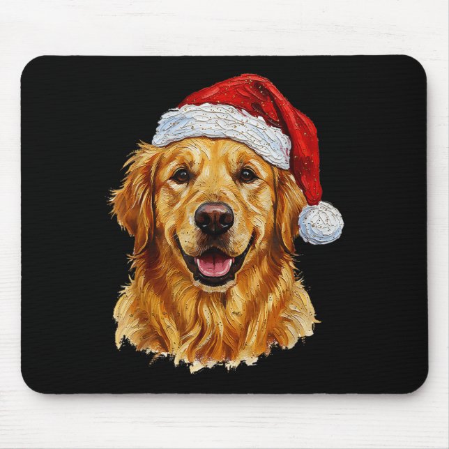 Alfombrilla De Ratón Cute Merry Christmas Golden Retriever Dog Christma (Frente)