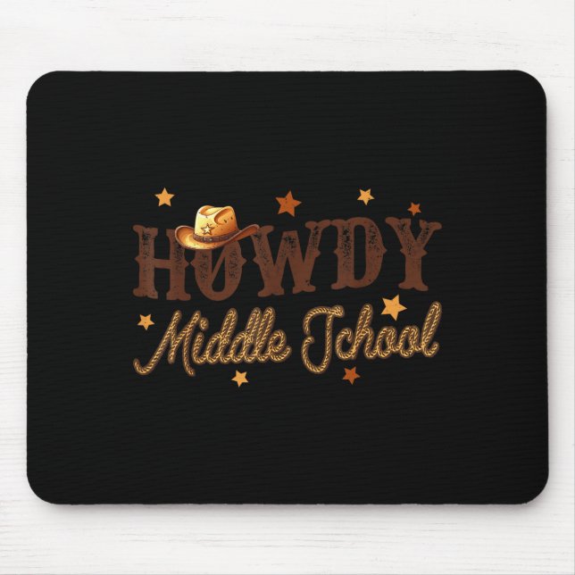 Alfombrilla De Ratón Cute Middle School Teacher Rodeo Western Howdy Mid (Frente)