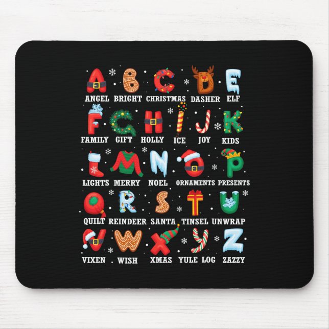 Alfombrilla De Ratón Cute Navidades Alphabet Kindergarten Té preescolar (Frente)