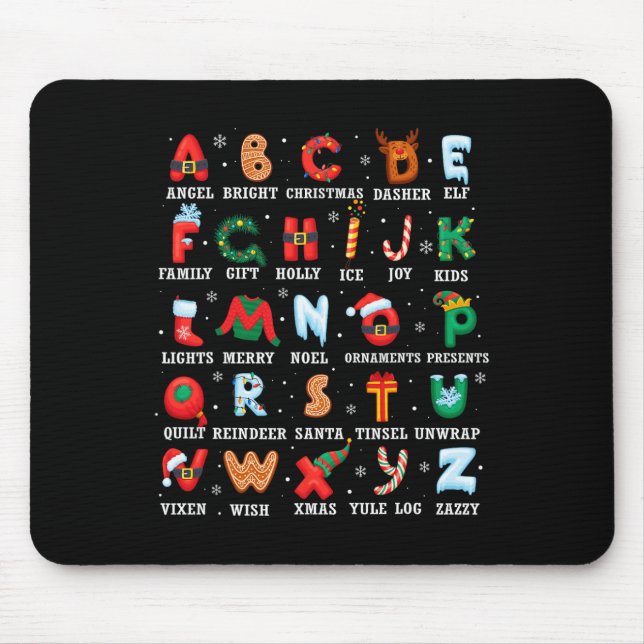 Alfombrilla De Ratón Cute Navidades Alphabet Kindergarten Té preescolar (Frente)