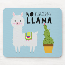 Alfombrilla De Ratón Cute No Drama Llama Cactus Sucultores Kawaii Azul
