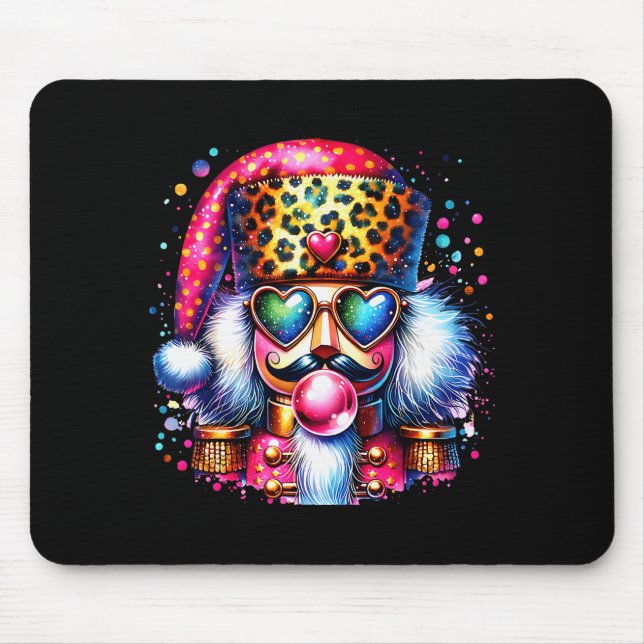 Alfombrilla De Ratón Cute Nutcracker Blowing Bubble Gum Nk Christmas Pa (Frente)