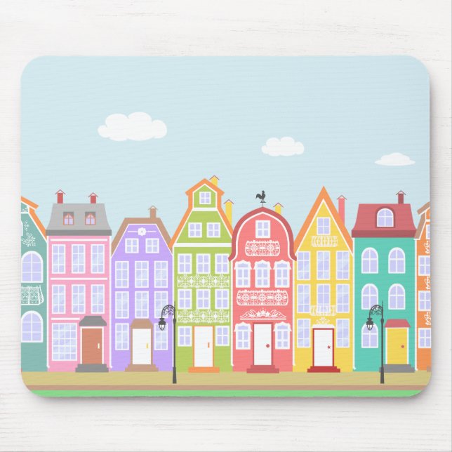 Alfombrilla De Ratón Cute Old Town Personalizado Houses Mousepad (Frente)