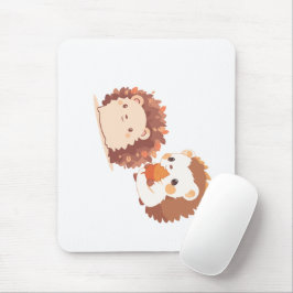 Alfombrilla De Ratón Cute Otoño Hedgehogs - Kawaii Caen Animales Forest