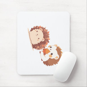 Alfombrilla De Ratón Cute Otoño Hedgehogs - Kawaii Caen Animales Forest