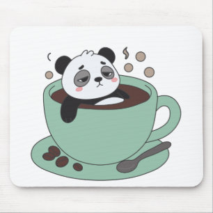 Alfombrilla De Ratón Cute Panda In Coffee Cup Coffee Lover Gift