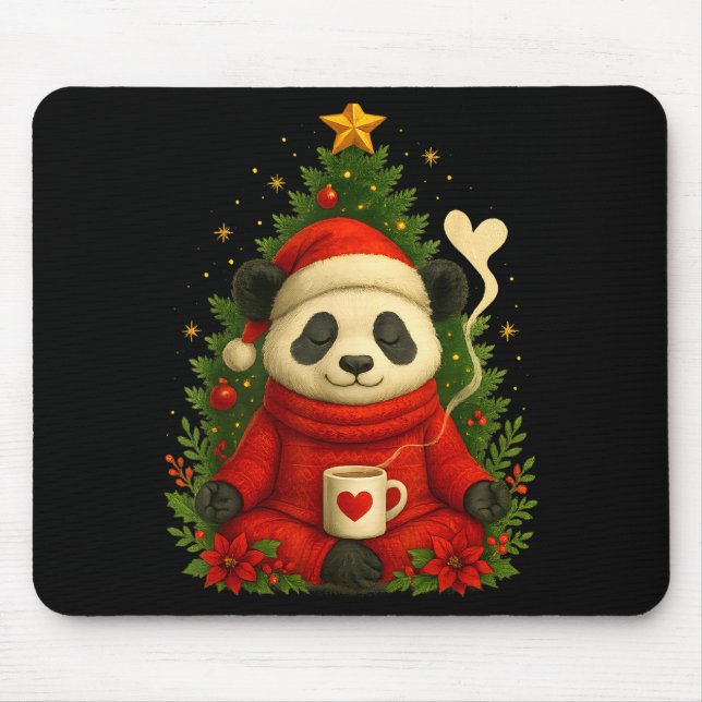 Alfombrilla De Ratón Cute Panda Santa Coffee Holiday Tee For Animal Lov (Frente)