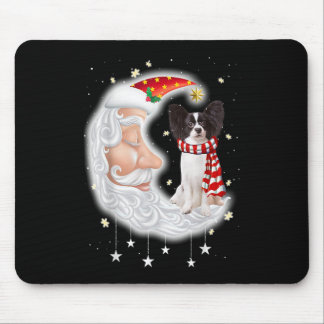 Alfombrilla De Ratón Cute Papillon With Santa Hat Christmas Dog Lover
