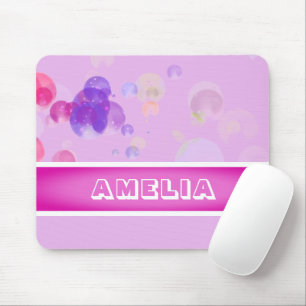 Alfombrilla De Ratón Cute Pink Bubbles Girly Name