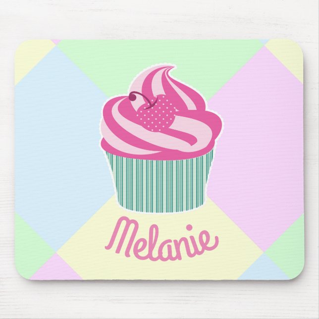 Alfombrilla De Ratón Cute Pink Cupcake Pastel Colors Personalised (Frente)