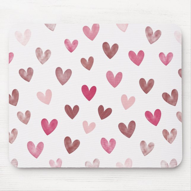 Alfombrilla De Ratón Cute Pink Heart Pattern – Romantic &Stylish Design (Frente)