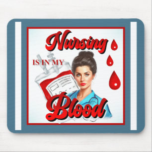 Alfombrilla De Ratón Cute Pinup_ Enfermería en mi sangre