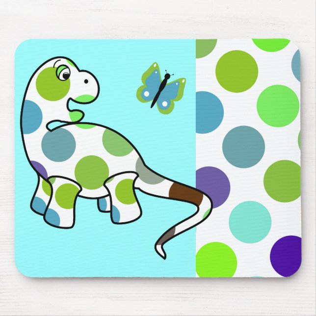 Alfombrilla De Ratón Cute Polka Dot Dinosaur Mousepad (Frente)