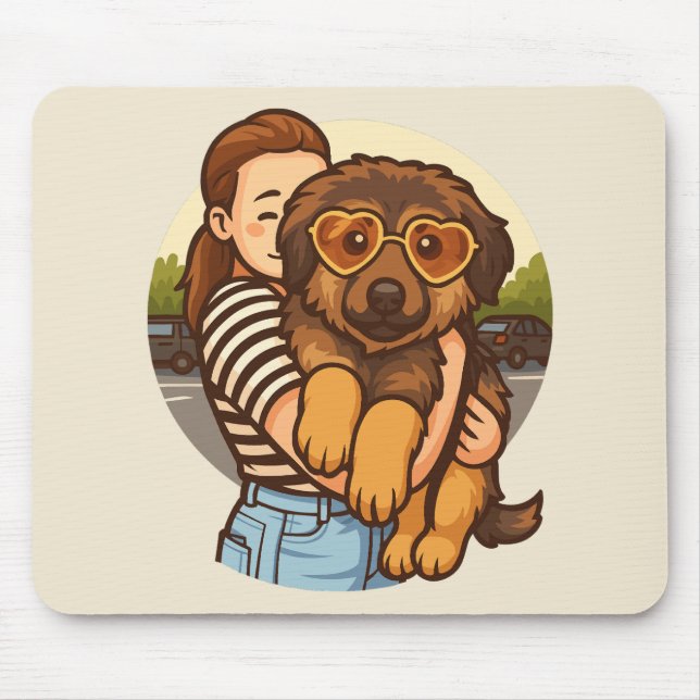 Alfombrilla De Ratón Cute Puppy with Heart Sunglasses  (Frente)