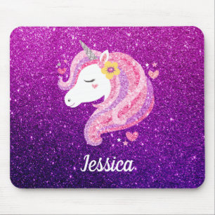 Alfombrilla De Ratón Cute Purpurina Unicorn