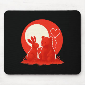 Alfombrilla De Ratón Cute Rabbit Bear Couple Valentine's Day Lovers 
