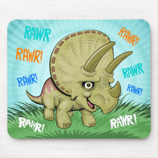 Alfombrilla De Ratón Cute RAWR Triceratops (Frente)