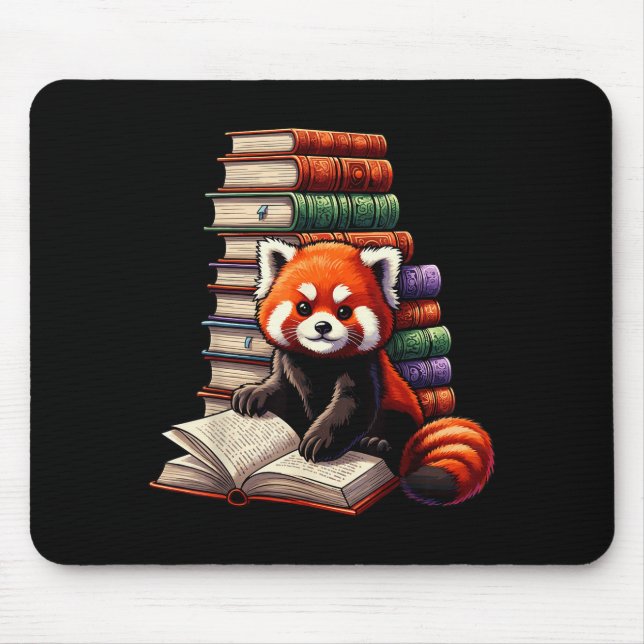 Alfombrilla De Ratón Cute Red Panda Reading Book Animal Bookworm  (Frente)