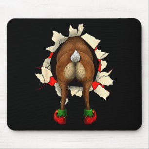 Alfombrilla De Ratón Cute Reindeer Butt Breakthrough Navidad 