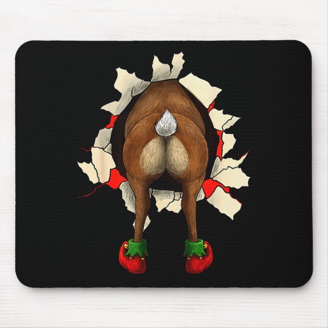 Alfombrilla De Ratón Cute Reindeer Butt Breakthrough Navidad  (Frente)
