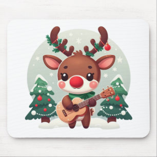 Alfombrilla De Ratón Cute Reno de fantasía con guitarra