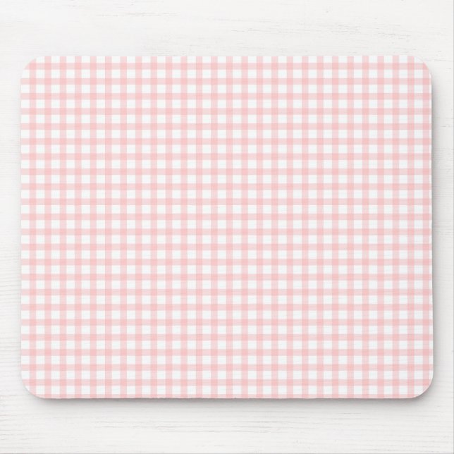 Alfombrilla De Ratón Cute Retro Pink Gingham Plaid pattern (Frente)