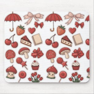 Alfombrilla De Ratón Cute Rojo Estético Musgo Fresa Postre Pat