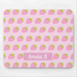 Alfombrilla De Ratón Cute Rosa de Fresa Patrón Personalizado Femenino
