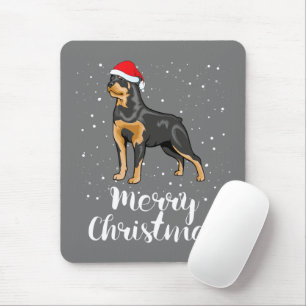 Alfombrilla De Ratón Cute Rottweiler Santa Hat Feliz Navidad