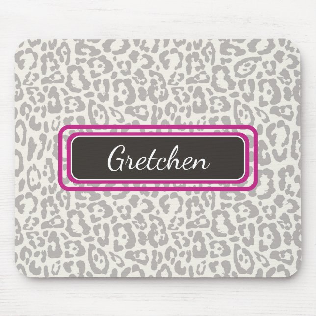 Alfombrilla De Ratón Cute Safari Leopardo Imprimir Mousepad gris y blan (Frente)