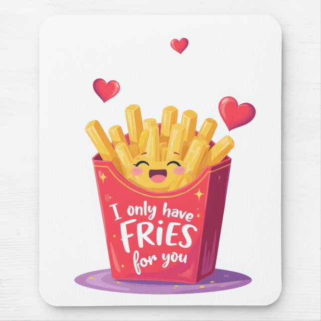 Alfombrilla De Ratón Cute San Valentín Pun de Papas Fritas Francesas (Frente)
