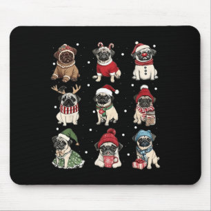 Alfombrilla De Ratón Cute Santa Pug Funny Xmas Ilumina Perros Lover Hom