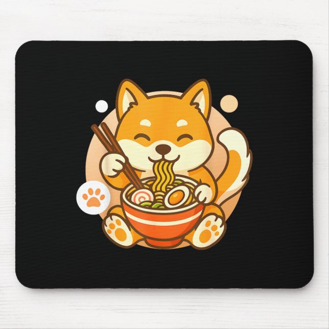 Alfombrilla De Ratón Cute Shiba Inu Dog Ramen Noodles Bowl Anime Kawaii (Frente)