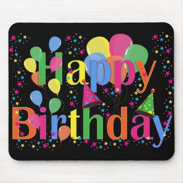 Alfombrilla De Ratón Cute Simple Coloroso Feliz Cumpleaños (Frente)