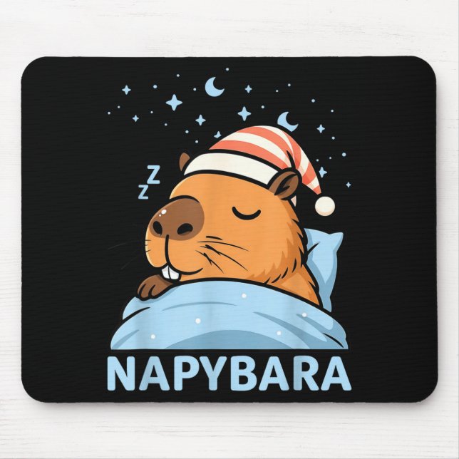 Alfombrilla De Ratón Cute Sleepy Capybara Funny Napybara Pajamas  (Frente)
