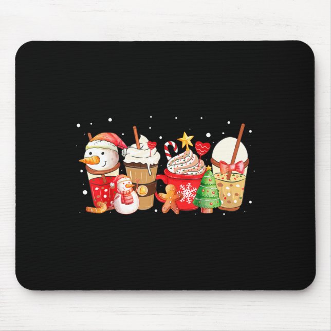 Alfombrilla De Ratón Cute Snowman Coffee Lover Latte Gingerbread Funny  (Frente)