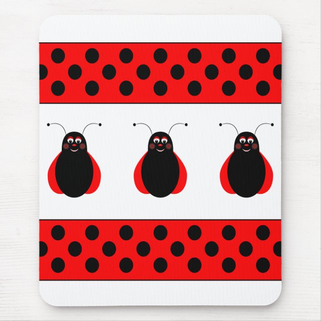 Alfombrilla De Ratón Cute Sonriente Ladybug Mousepad (Frente)