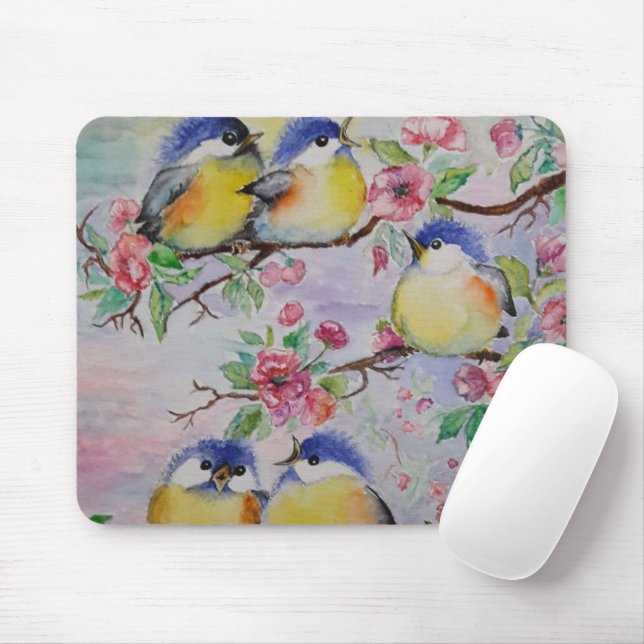 Alfombrilla De Ratón Cute Spring Birds Mouse Pad (Con ratón)